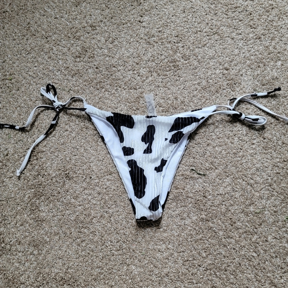 Side Tie Cow Print Bikini Bottom XL